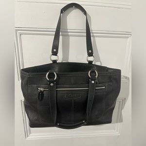 Large 10in x 15in black Coach Penelope Black Leather purse